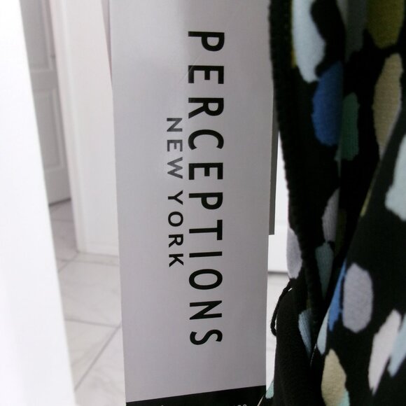 New Perceptions Stretch Knit Sleeveless Dress 2X Woman Blue Black White Green - Picture 8 of 14